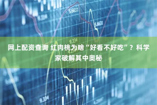 网上配资查询 红肉桃为啥“好看不好吃”？科学家破解其中奥秘